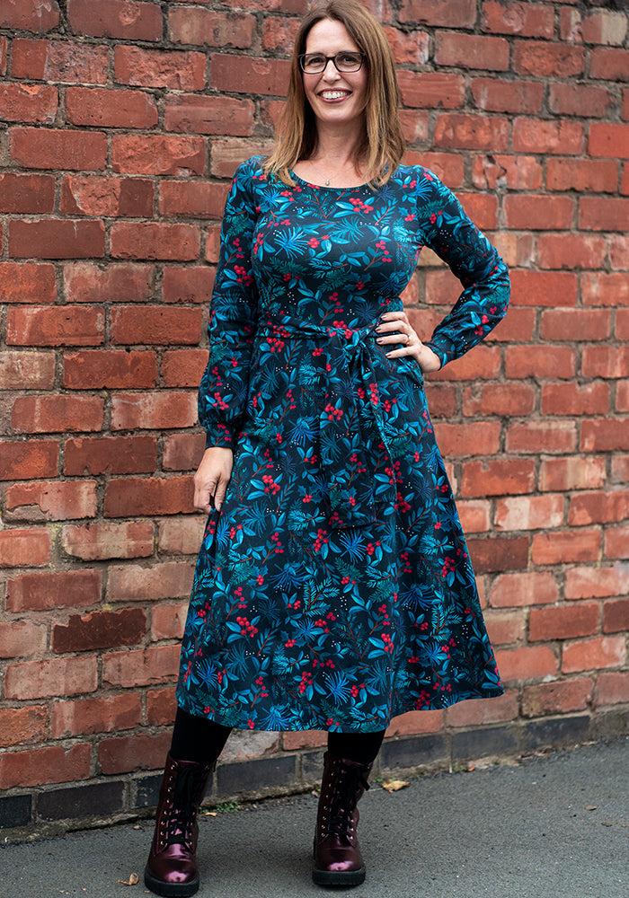 Alva Holly &amp; Berry Print Cotton Midi Dress