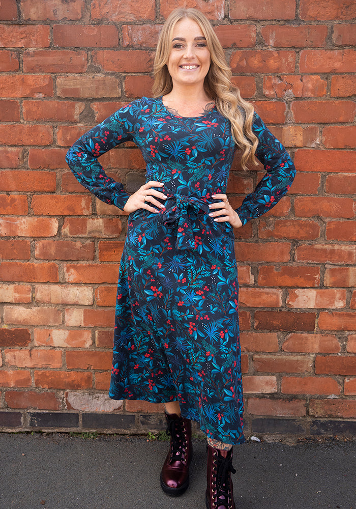 Alva Holly &amp; Berry Print Cotton Midi Dress