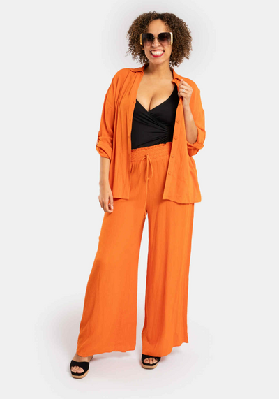 Beck Orange Woven Full Length Popsy Trousers