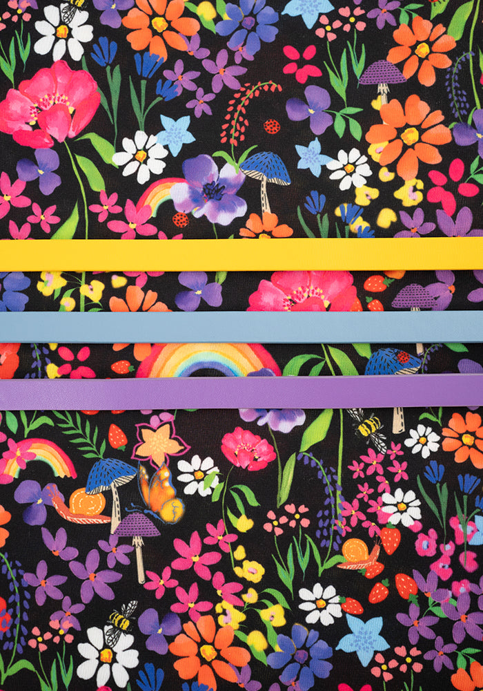 Second angle of Dayanne Garden Rainbow Floral Print Dress