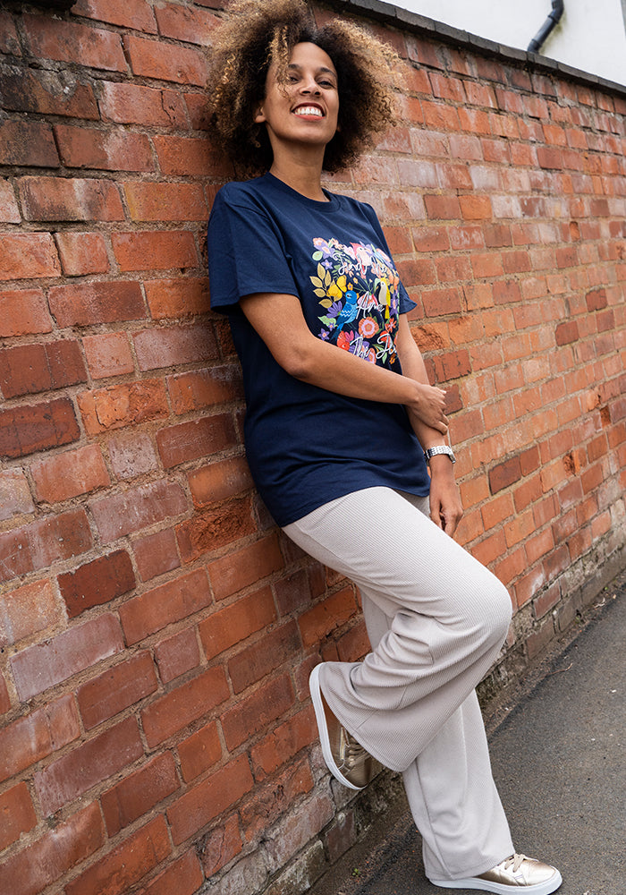 Fifth angle of Kamila Beige Crinkle Rib Trousers