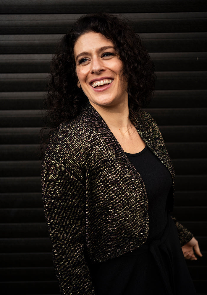 Ninth angle of Black &amp; Gold Lurex Bolero Cardigan