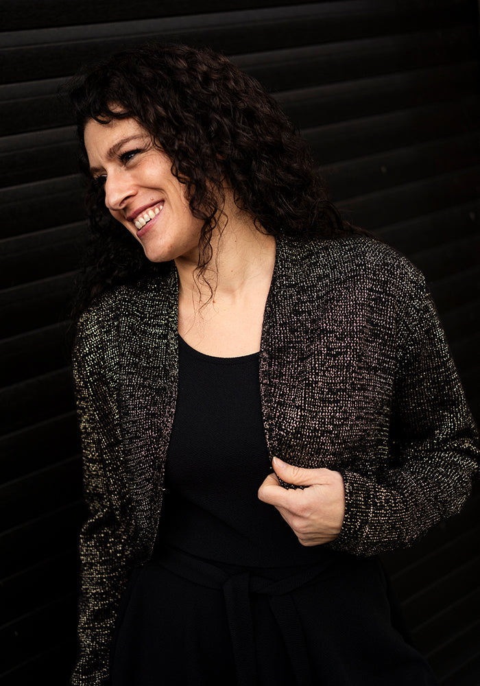 Eighth angle of Black &amp; Gold Lurex Bolero Cardigan