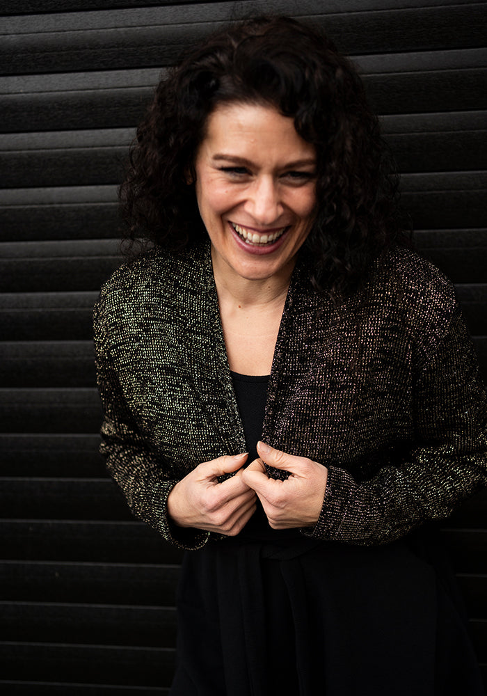 Sixth angle of Black &amp; Gold Lurex Bolero Cardigan