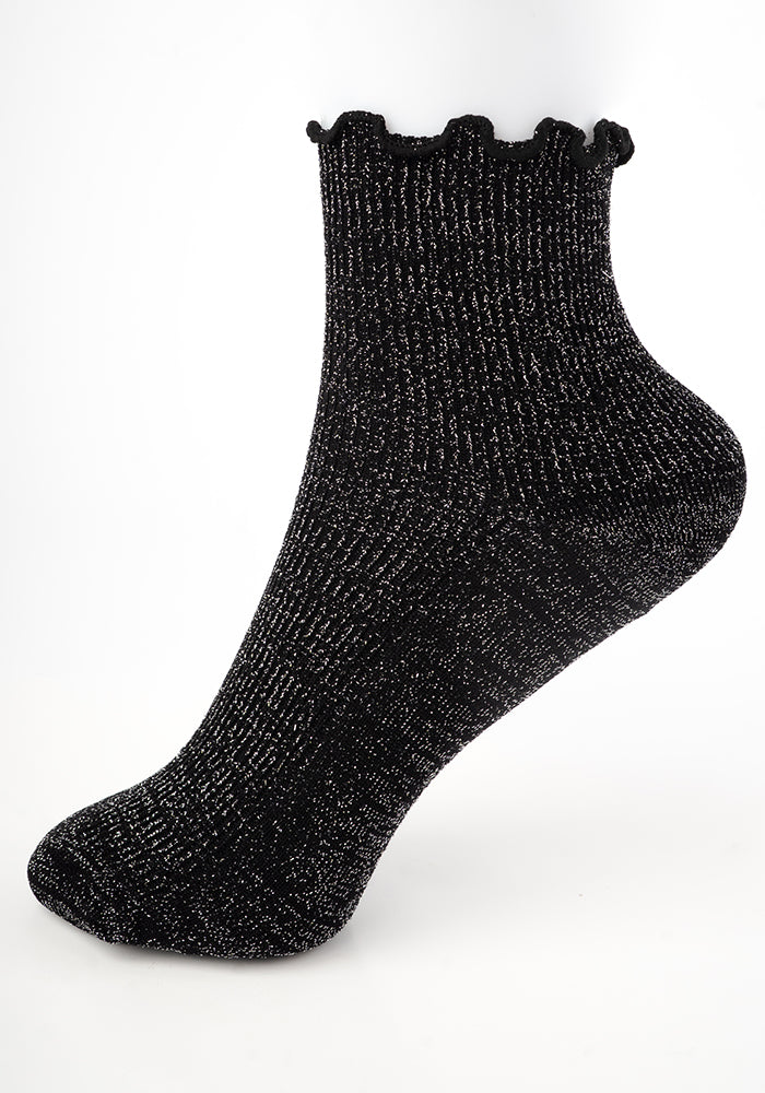 Black Sparkle Frill Socks