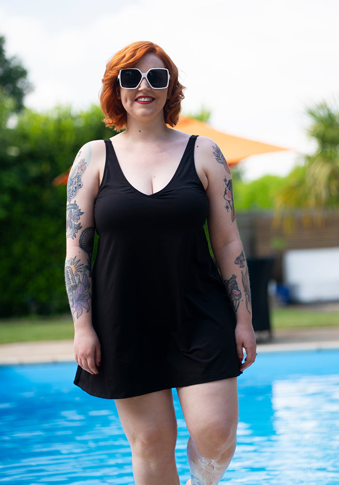 Fourth angle of Black Skirted Swimsuit, black Skirted Swimsuit An easy, confidence-boosting swimwear essential.