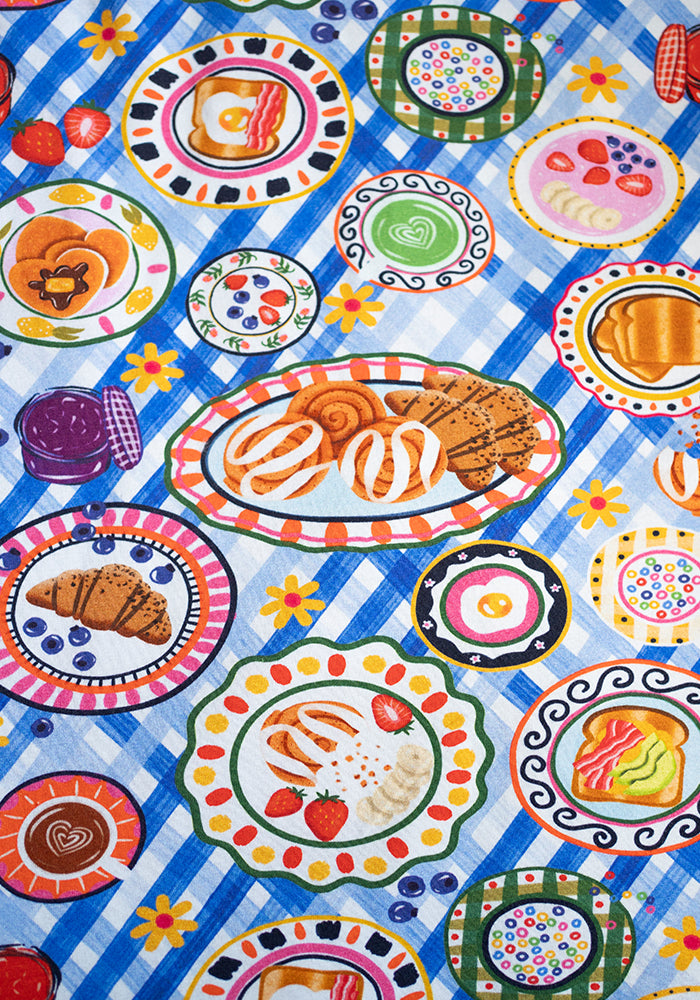 Second angle of Breakfast Table Print Straight Leg Cotton Pyjama Set