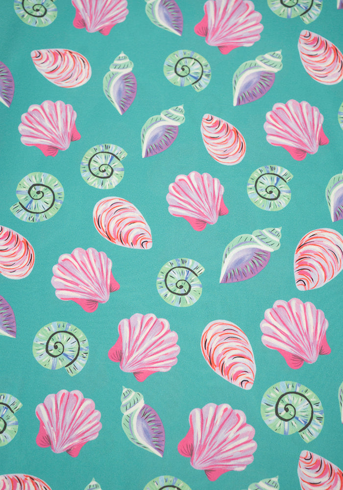 Second angle of Carina Shell Print Night Shirt, a coastal shell pattern night shirt from Popsy Clothing.