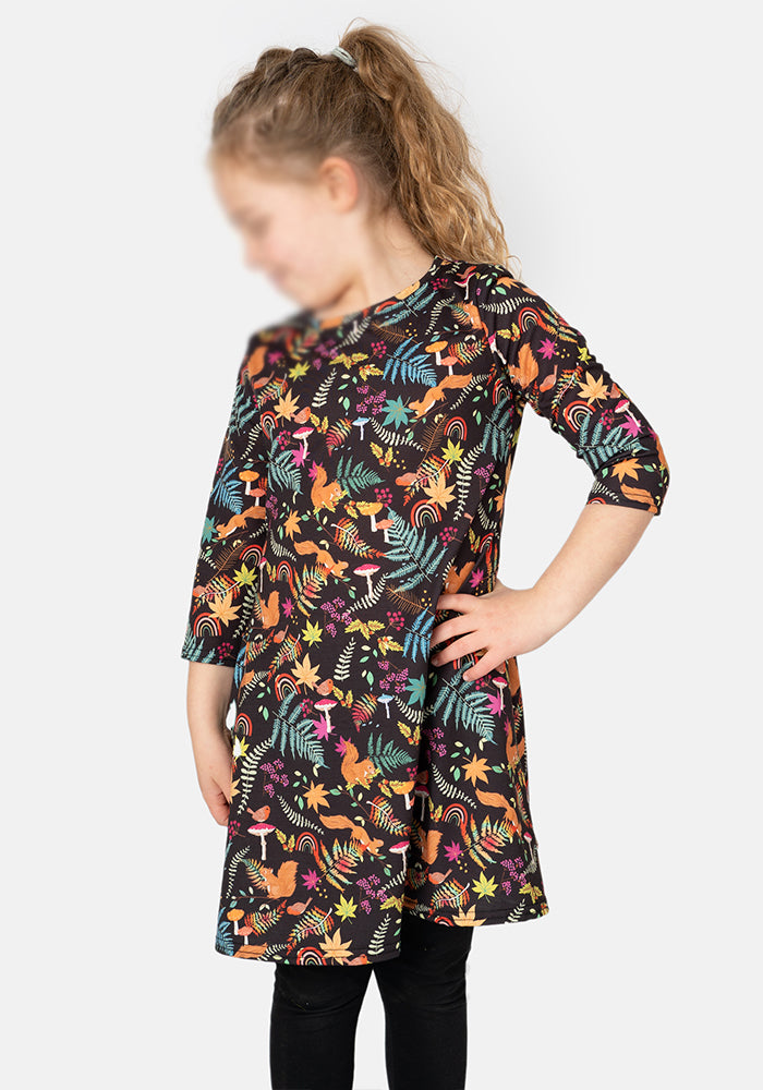 Children's Woodland Rainbow Print Dress (Dakota)