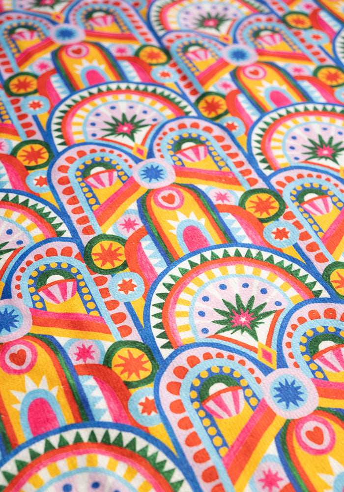 Fourth angle of Hand Painted Art Deco Print Jumbo Bath Sheet