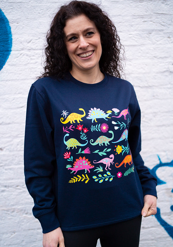 Sixth angle of Dinosaur Print Sweatshirt (Navy)