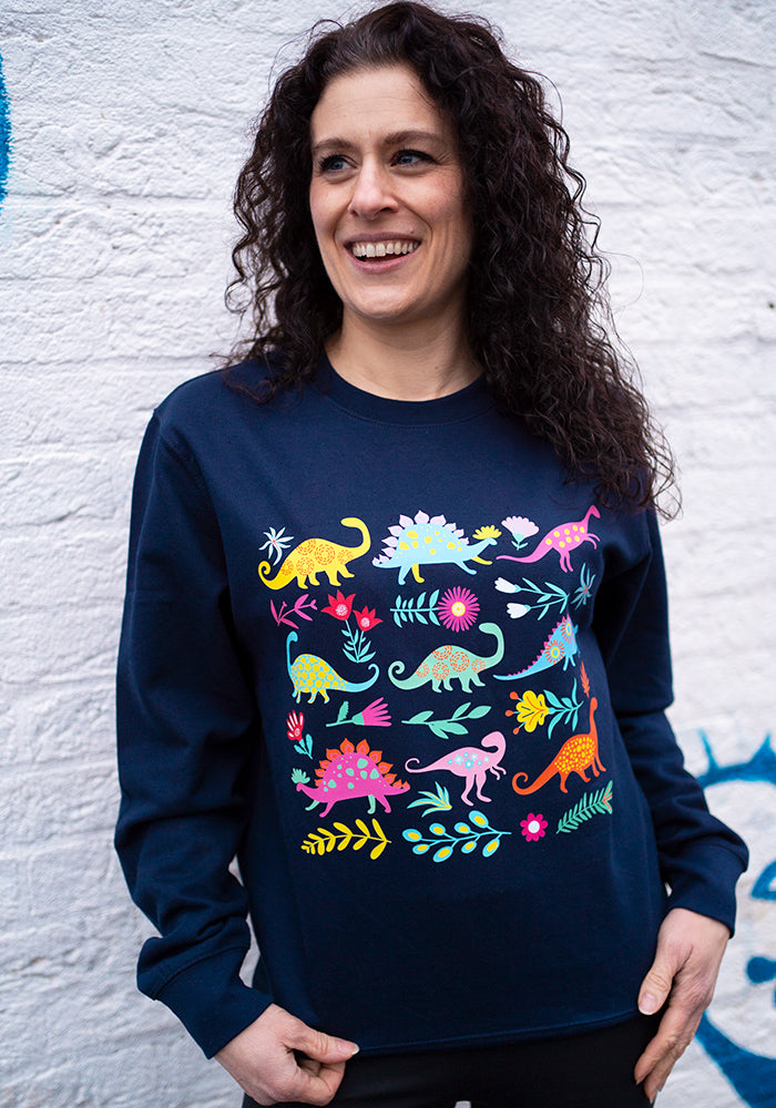 Tenth angle of Dinosaur Print Sweatshirt (Navy)
