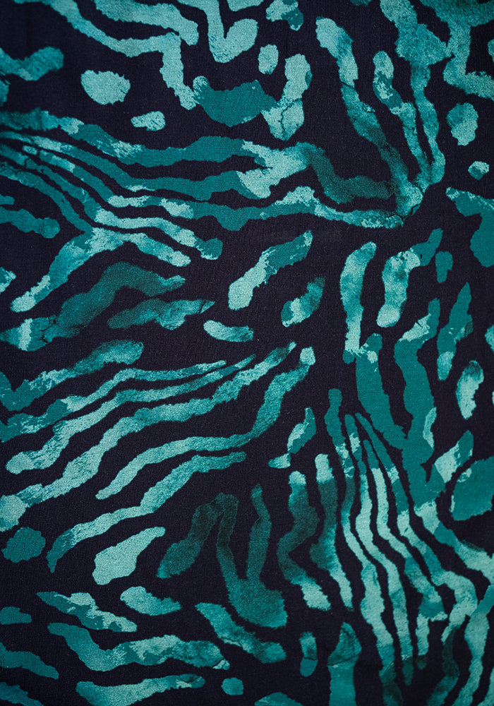 Emi Black &amp; Green Animal Print Cotton Dress