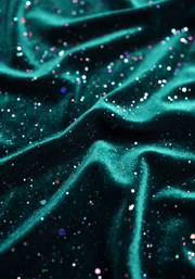 Hollyanne Bottle Green & Multicoloured Sparkle Velvet Trapeze Dress