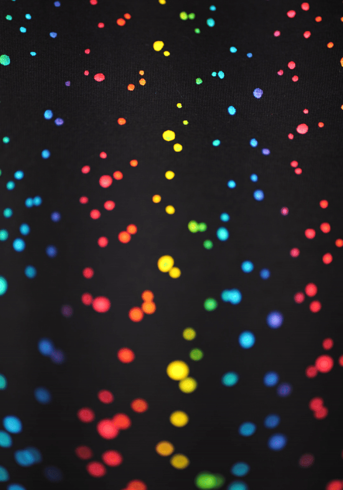 Cosmos Rainbow Dot Foil Print Swing Dress