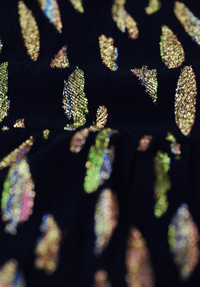 Anissa Lurex Tiered Hem Dress