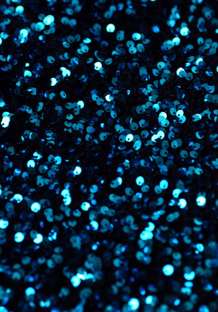 Second angle of Chislaine Teal Sequin Tiered Hem Dress