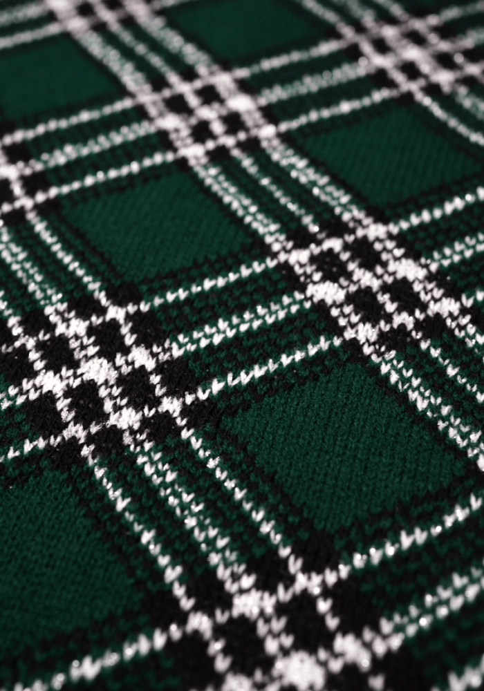 Second angle of Bottle Green &amp; Silver Lurex Check Cardigan