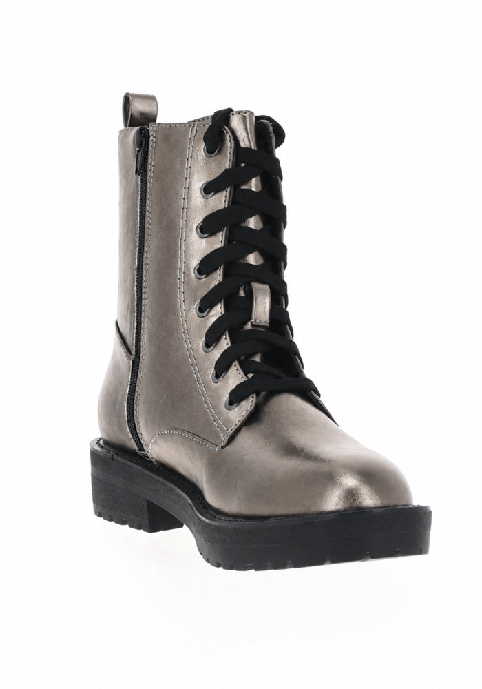 Pewter Metallic Lace Up Boot