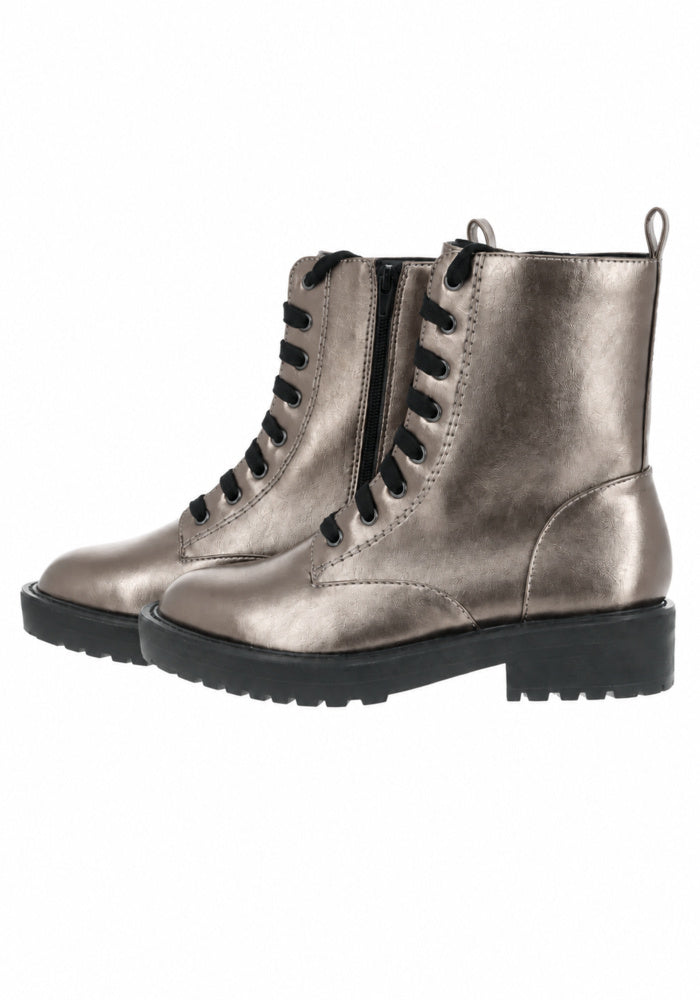 Pewter Metallic Lace Up Boot