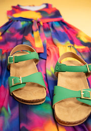 Roxana Rainbow Ink Print Tiered Hem Midaxi Dress