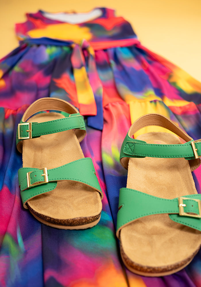 Roxana Rainbow Ink Print Tiered Hem Midaxi Dress