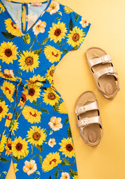 Gia Blue Sunflower Print Cotton Playsuit