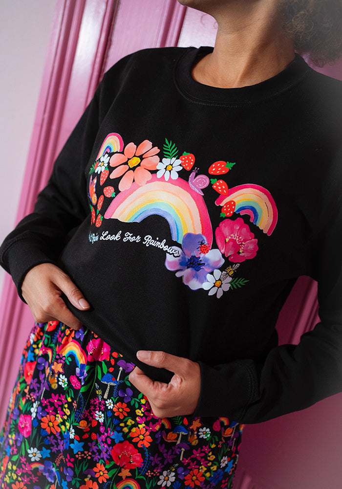 Second angle of Rainbow Print Sweatshirt (Black)