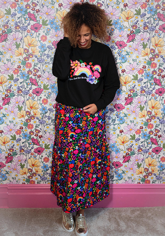 Sixth angle of Rainbow Print Sweatshirt (Black)