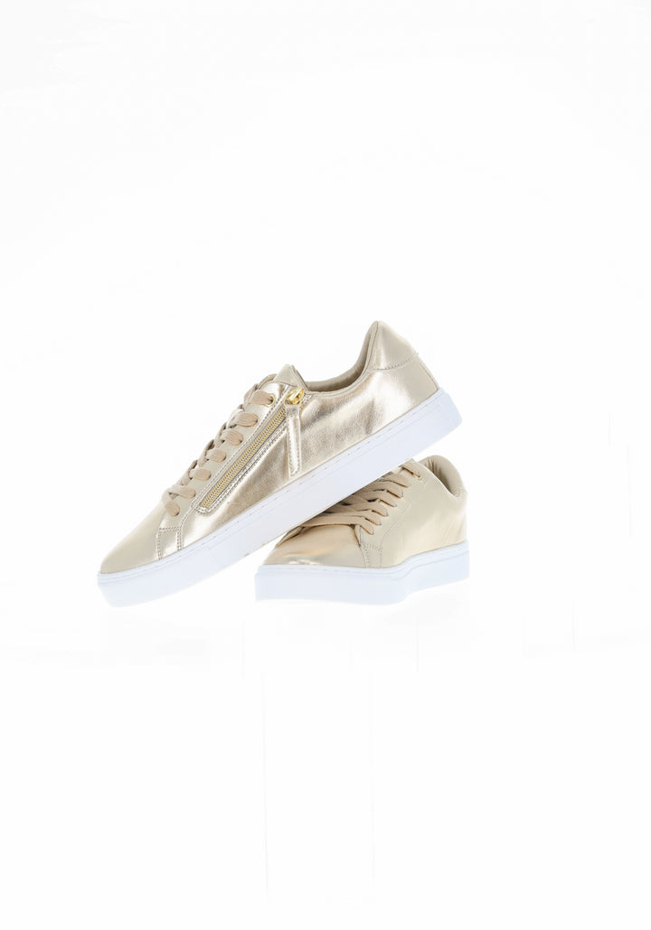Second angle of Gold Zip Trainers