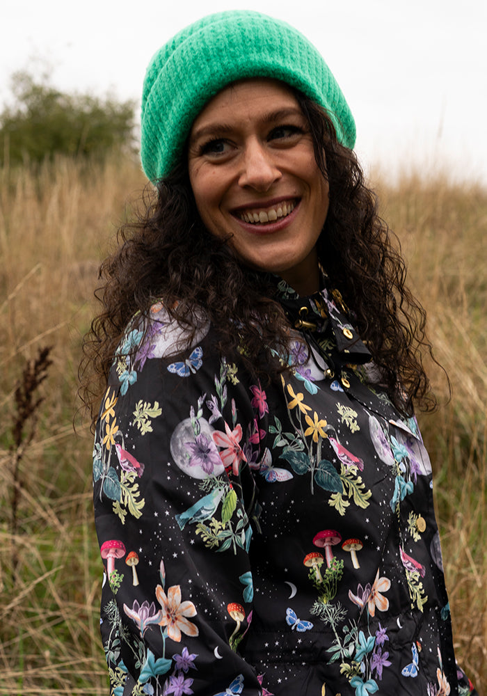 Green Satin Lined Ribbed Beanie