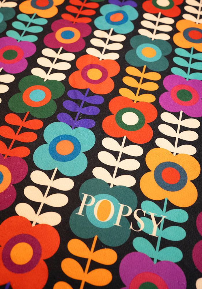 Fourth angle of Retro Flower Print Hand Towel