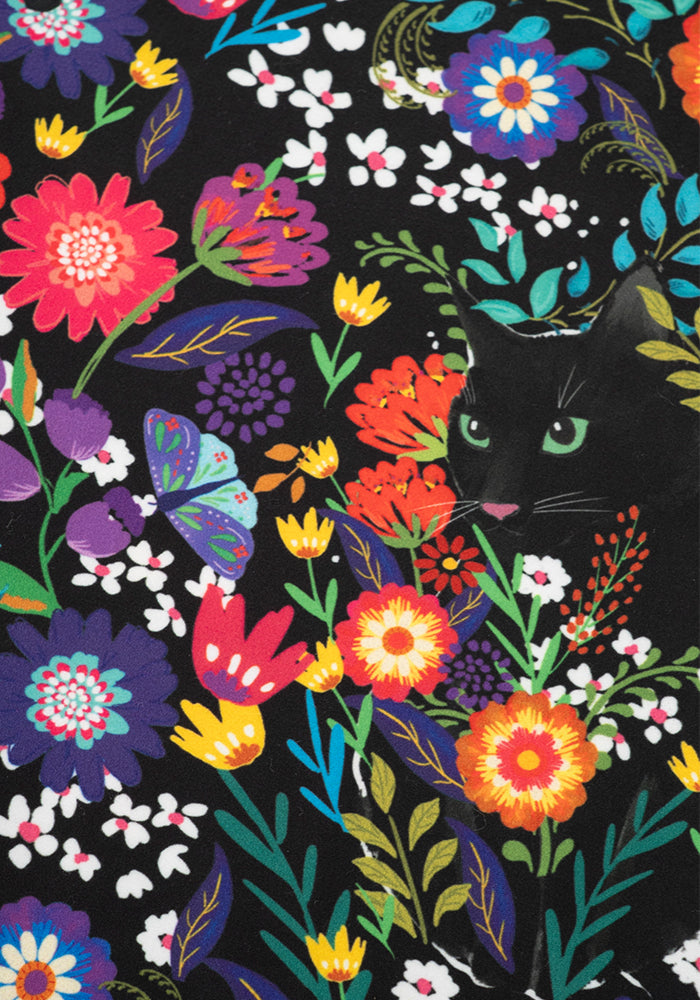 Second angle of Heath Hidden Cat Floral Print Leggings