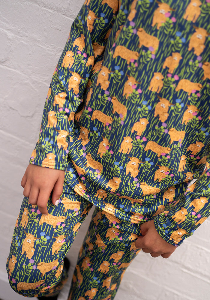 Highland Cow Print Children's Pyjama Set (Daisy)