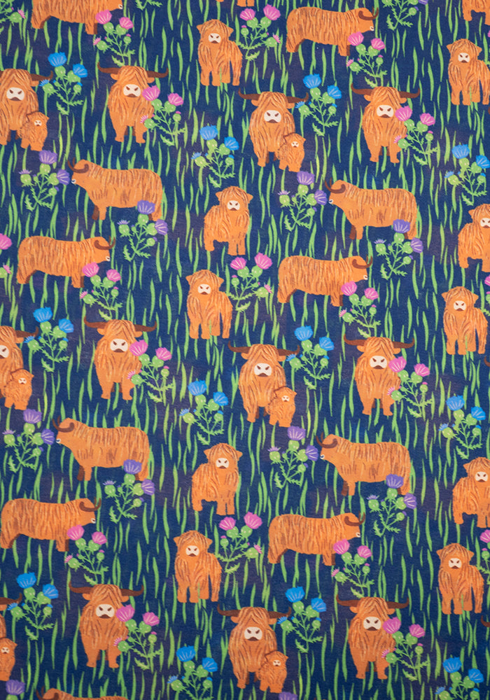 Second angle of Berkleigh Highland Cow Print Jersey Midaxi Dress