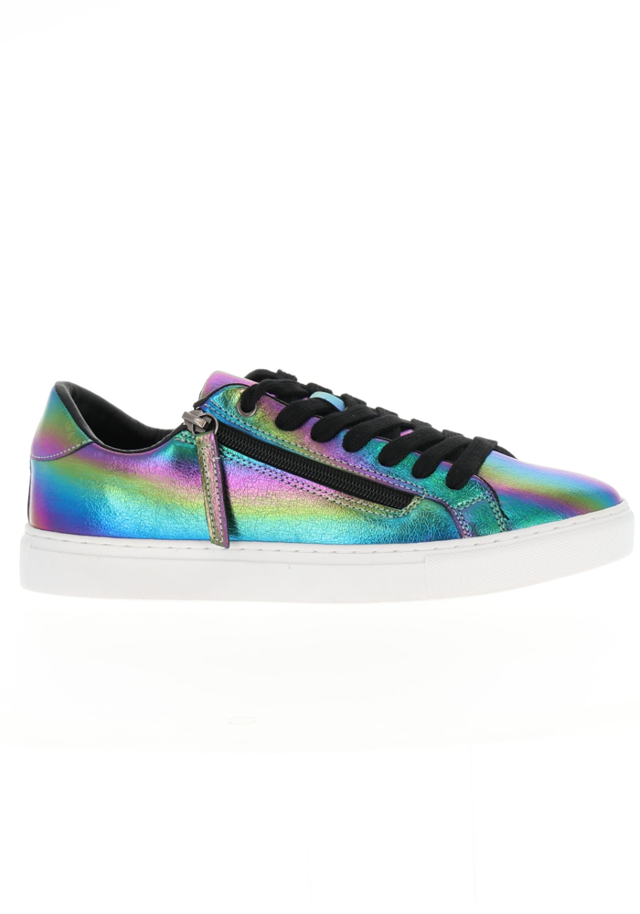 Front view of Metallic Rainbow Zip Trainers
