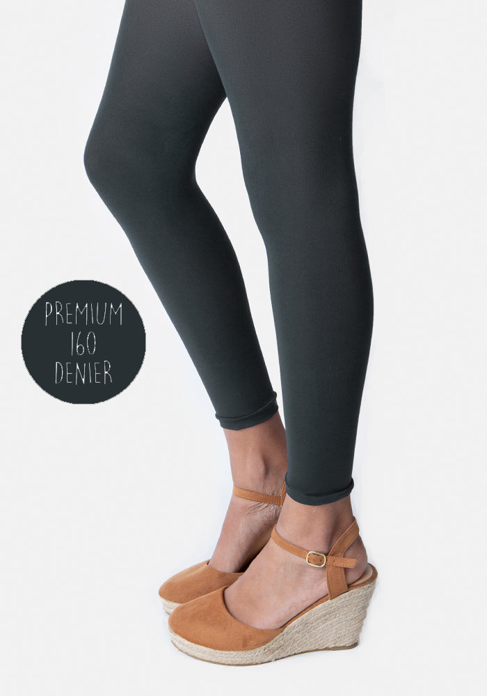 160 Denier Opaque Premium Footless Tights (Iron Grey)