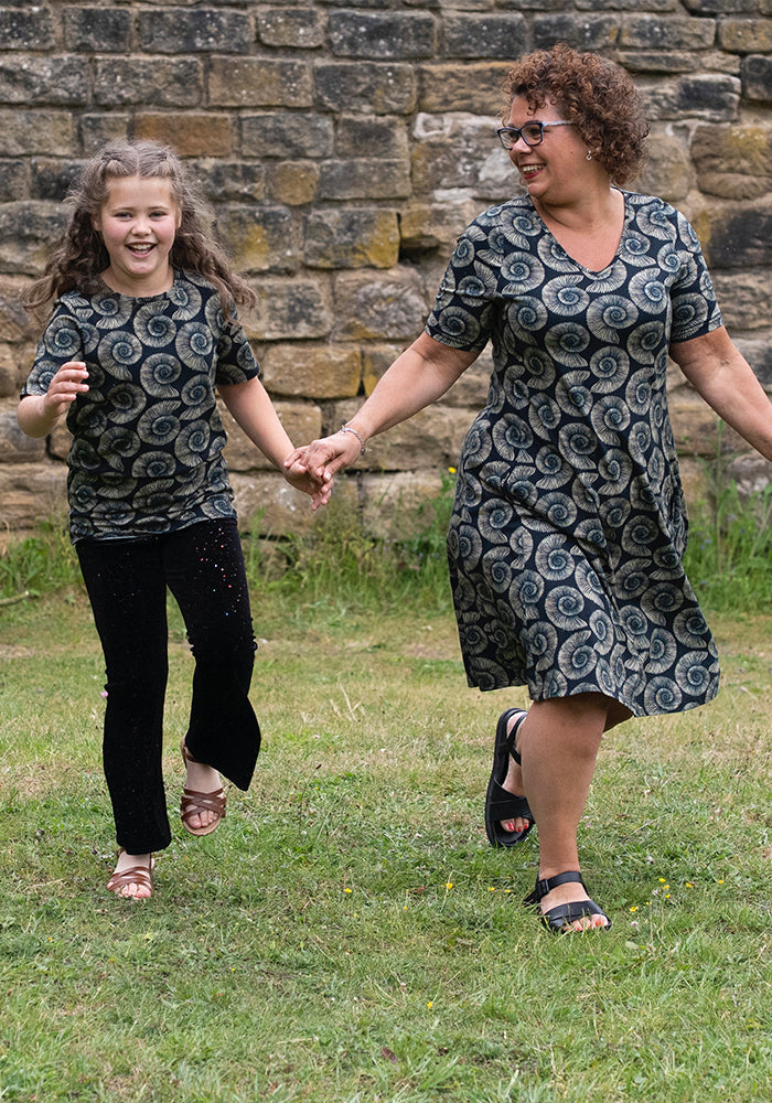 Eleventh angle of Jones Fossil Print Cotton Trapeze Dress