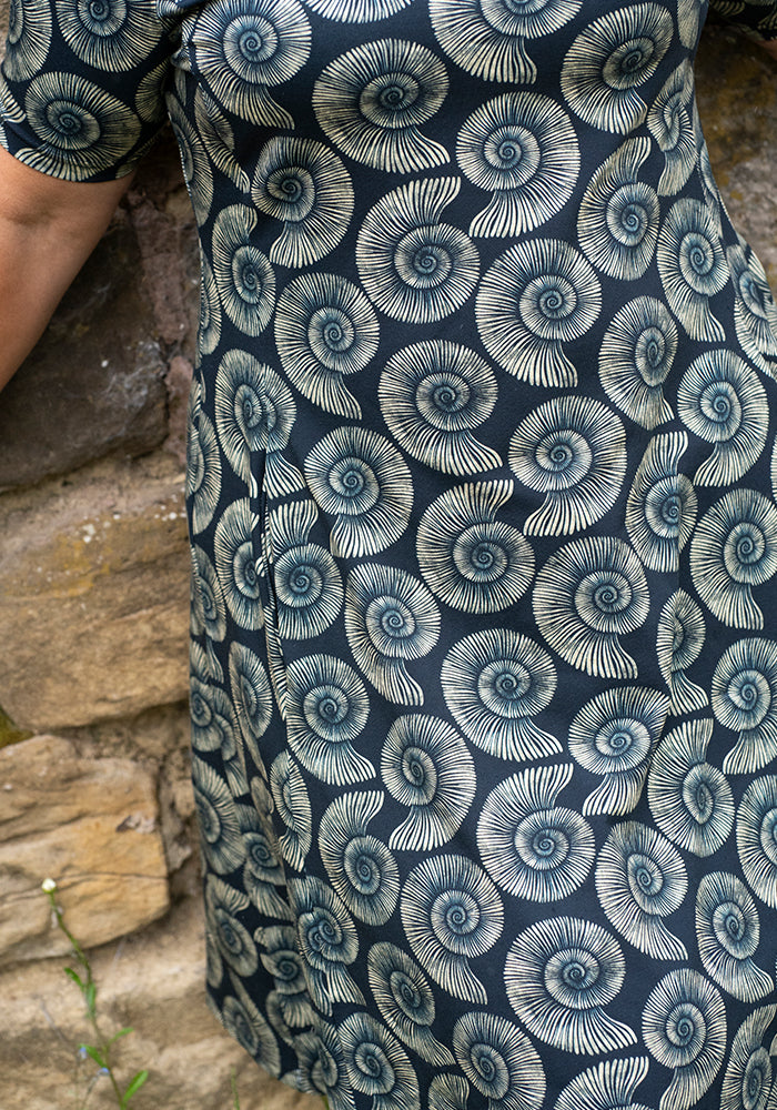 Tenth angle of Jones Fossil Print Cotton Trapeze Dress