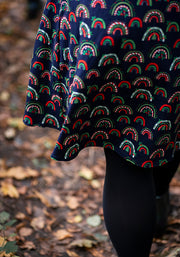 Jolly Candy Cane Rainbows Print Cotton Dress