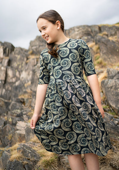 Children's Fossil Print Cotton Dress (Jones)