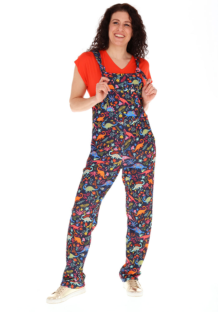 Eleventh angle of Jordan Dinosaur Print Textured Crepe Dungaree