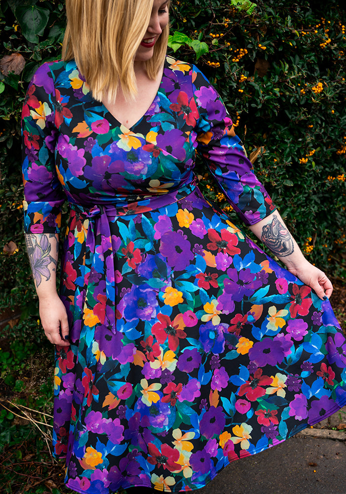 Jorja Painted Floral Print Swing Dress