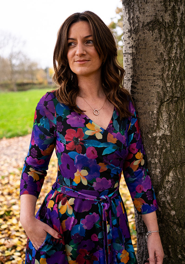 Jorja Painted Floral Print Swing Dress
