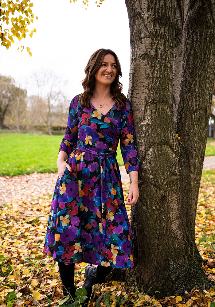 Jorja Painted Floral Print Swing Dress