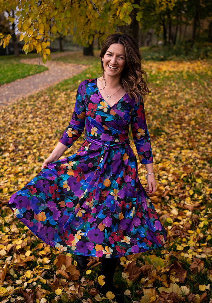 Jorja Painted Floral Print Swing Dress