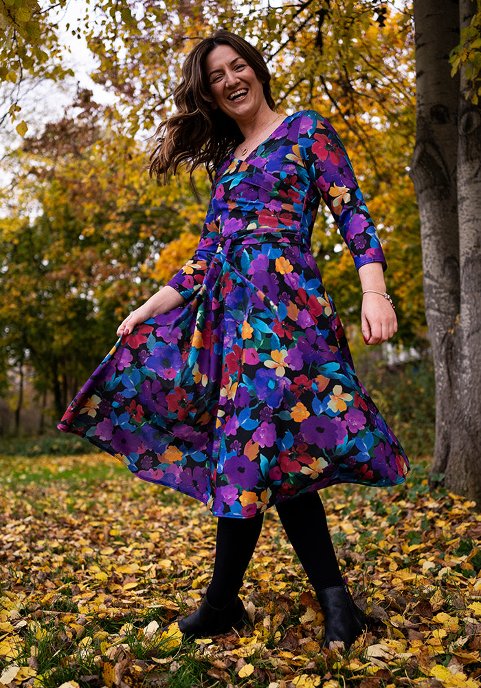 Jorja Painted Floral Print Swing Dress