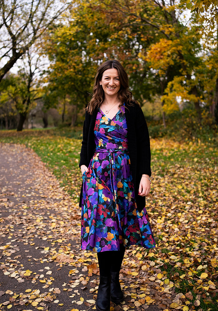 Jorja Painted Floral Print Swing Dress