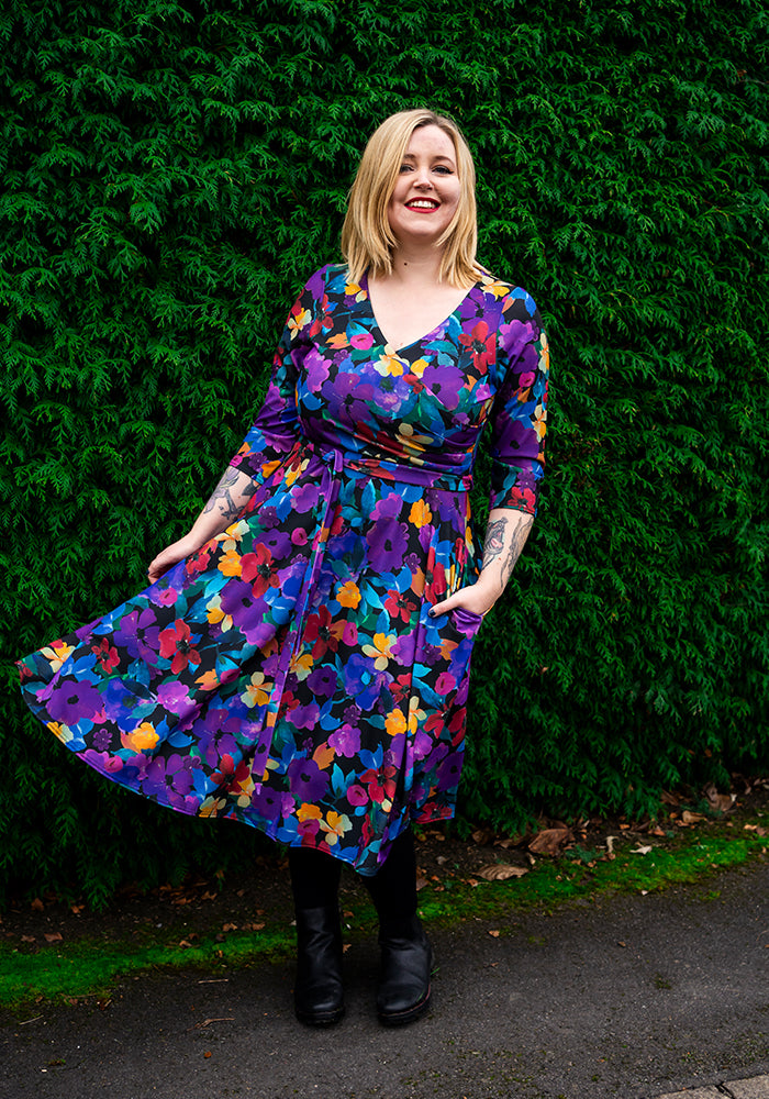 Jorja Painted Floral Print Swing Dress