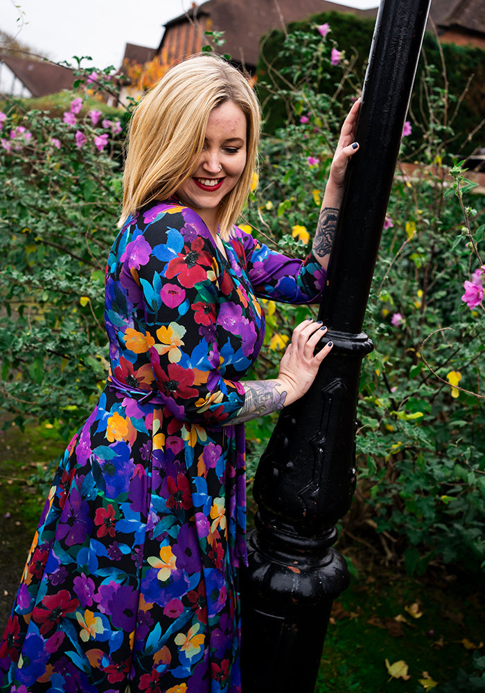 Jorja Painted Floral Print Swing Dress